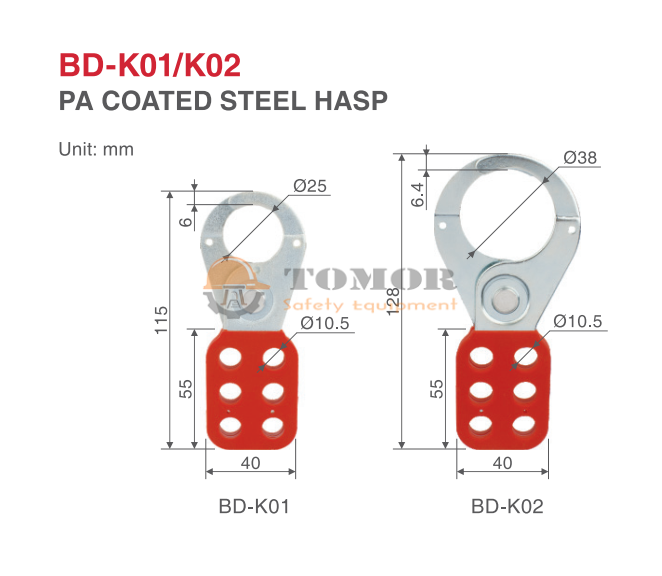 Khóa nhóm bằng thép chuôi nhựa 38mm BD-K02